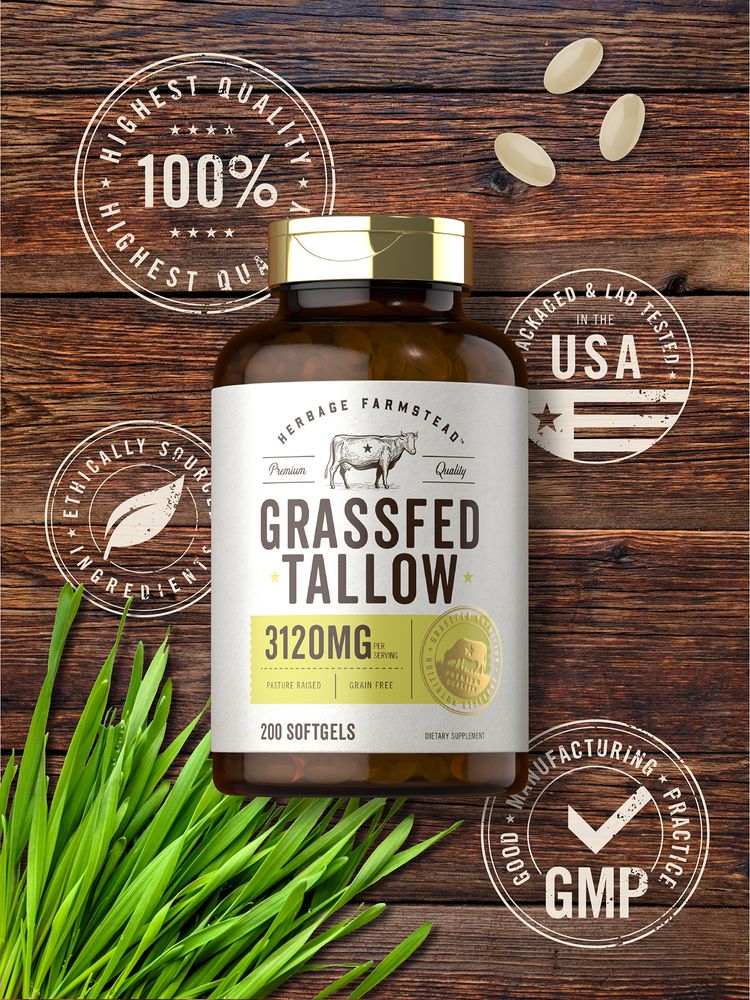 Grass Fed Tallow 3120mg per serving | 200 Softgels - Image 7