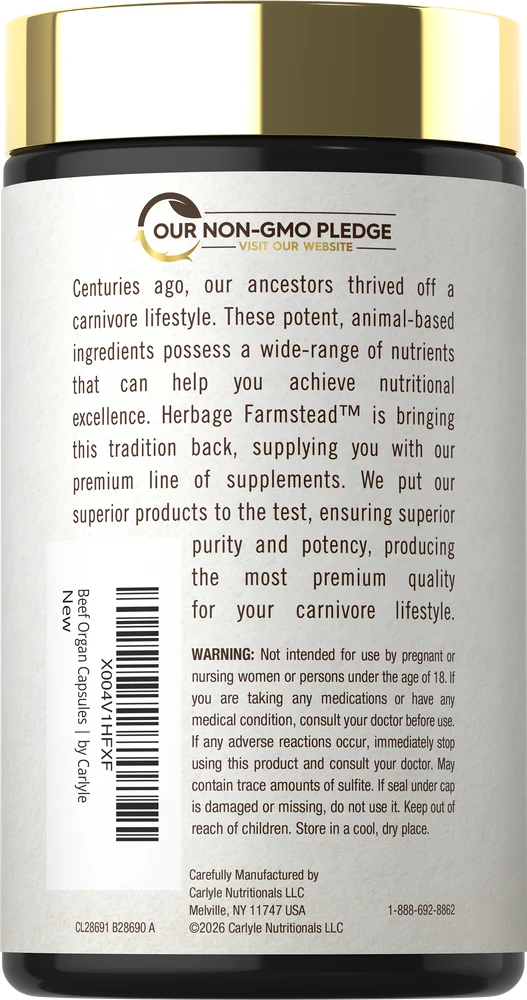Grassfed Beef Organ Supplement for Women | 180 Capsules - Image 3
