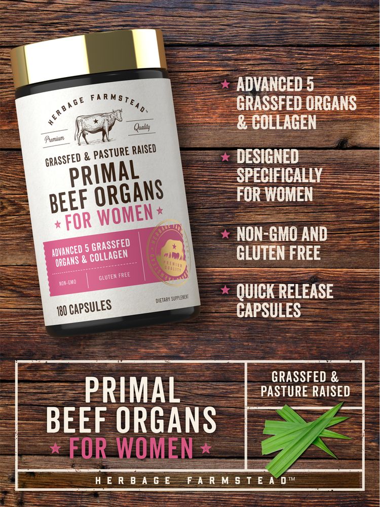 Grassfed Beef Organ Supplement for Women | 180 Capsules - Image 4