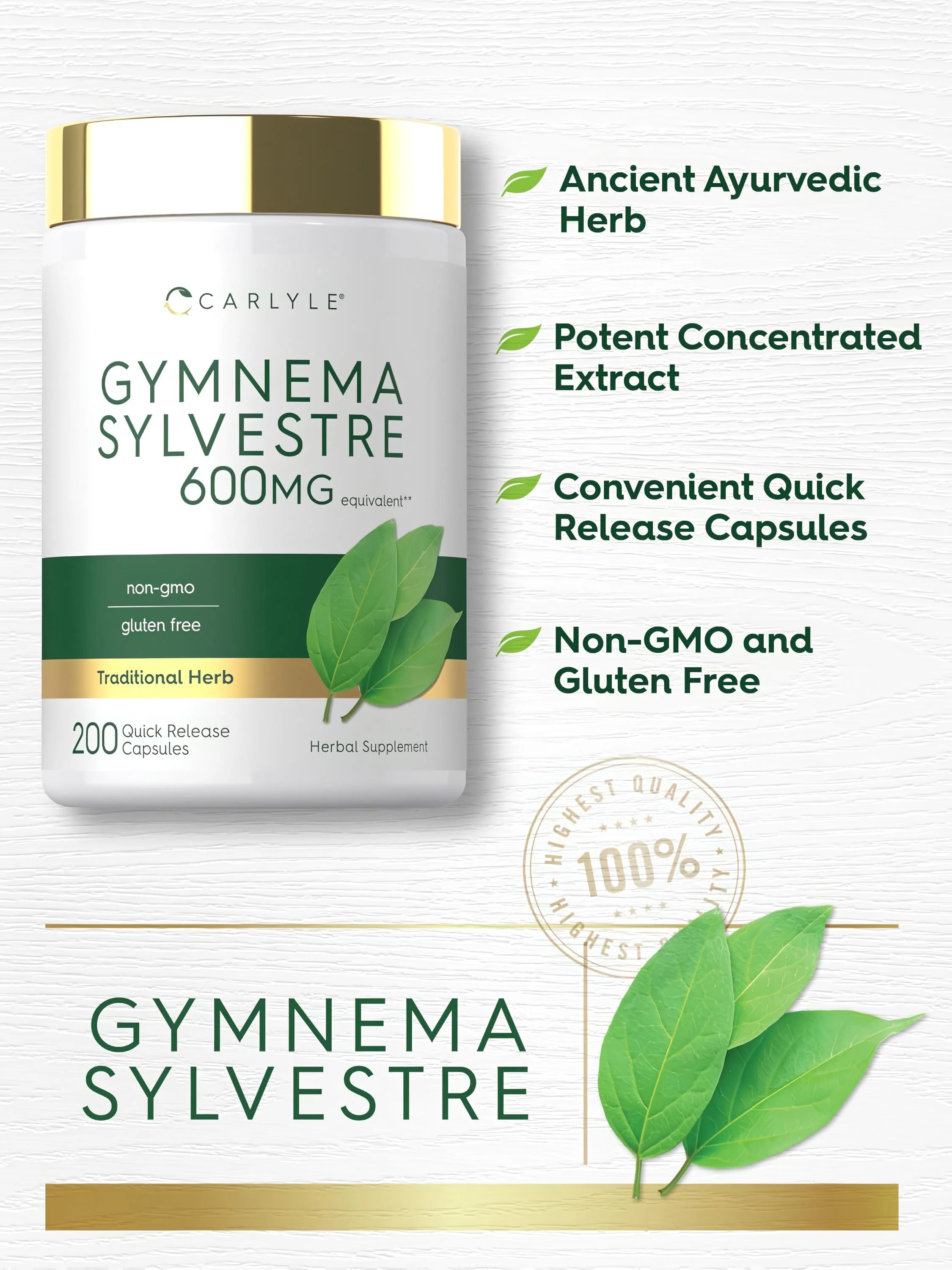 Gymnema Sylvestre Leaf Extract | 200 Capsules - Image 4