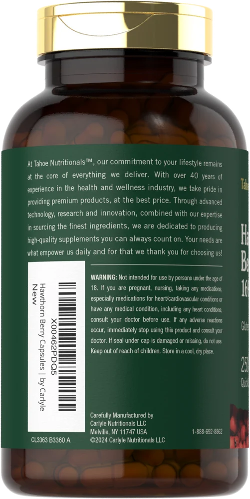 Hawthorn Berry 1695mg per serving | 250 Capsules - Image 3