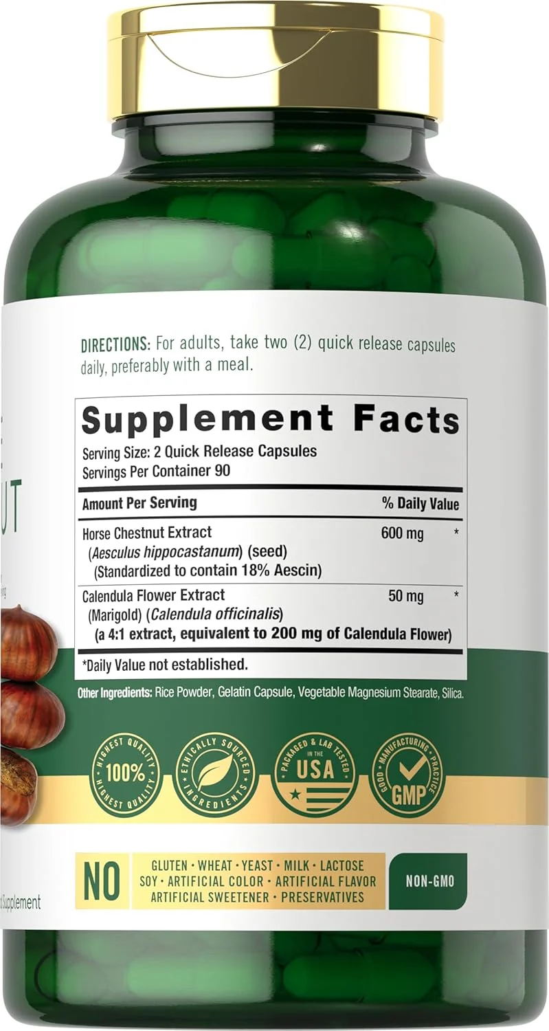 Horse Chestnut 600mg per serving | 180 Capsules - Image 2