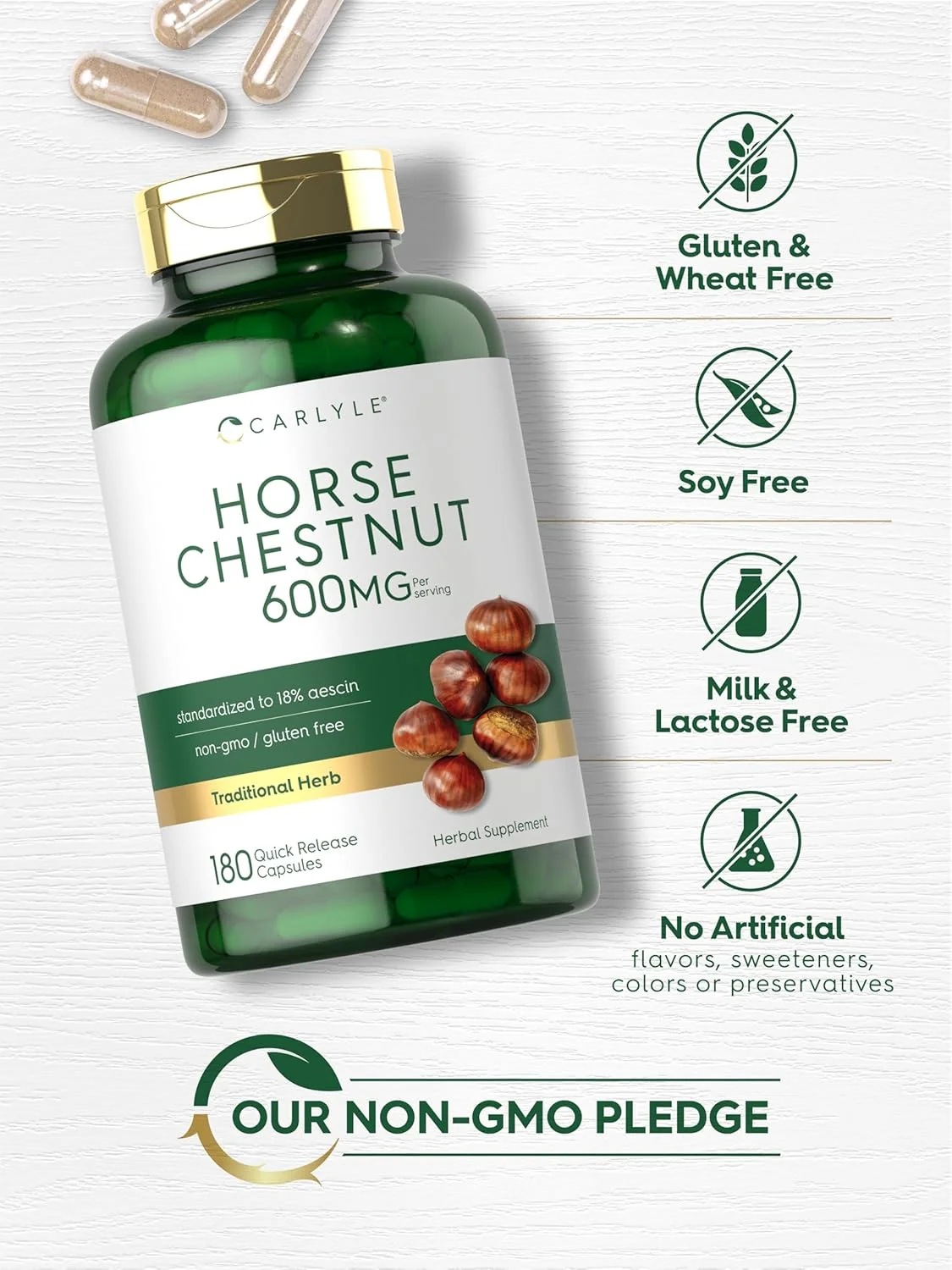 Horse Chestnut 600mg per serving | 180 Capsules - Image 5