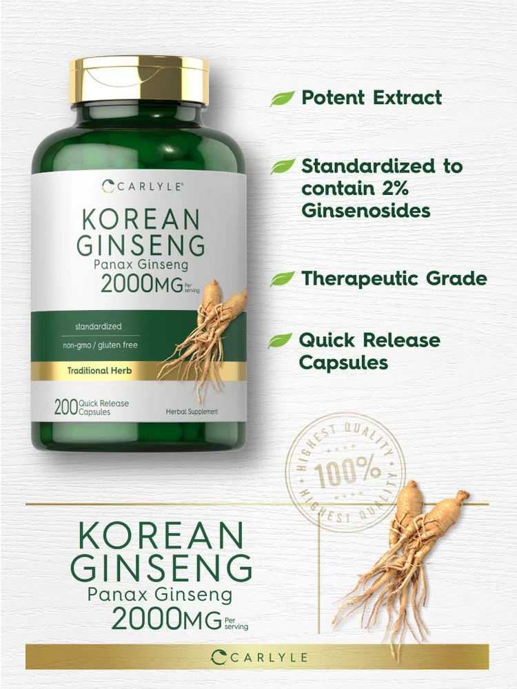 Korean Ginseng Extract 2000mg per serving | 200 Capsules - Image 4
