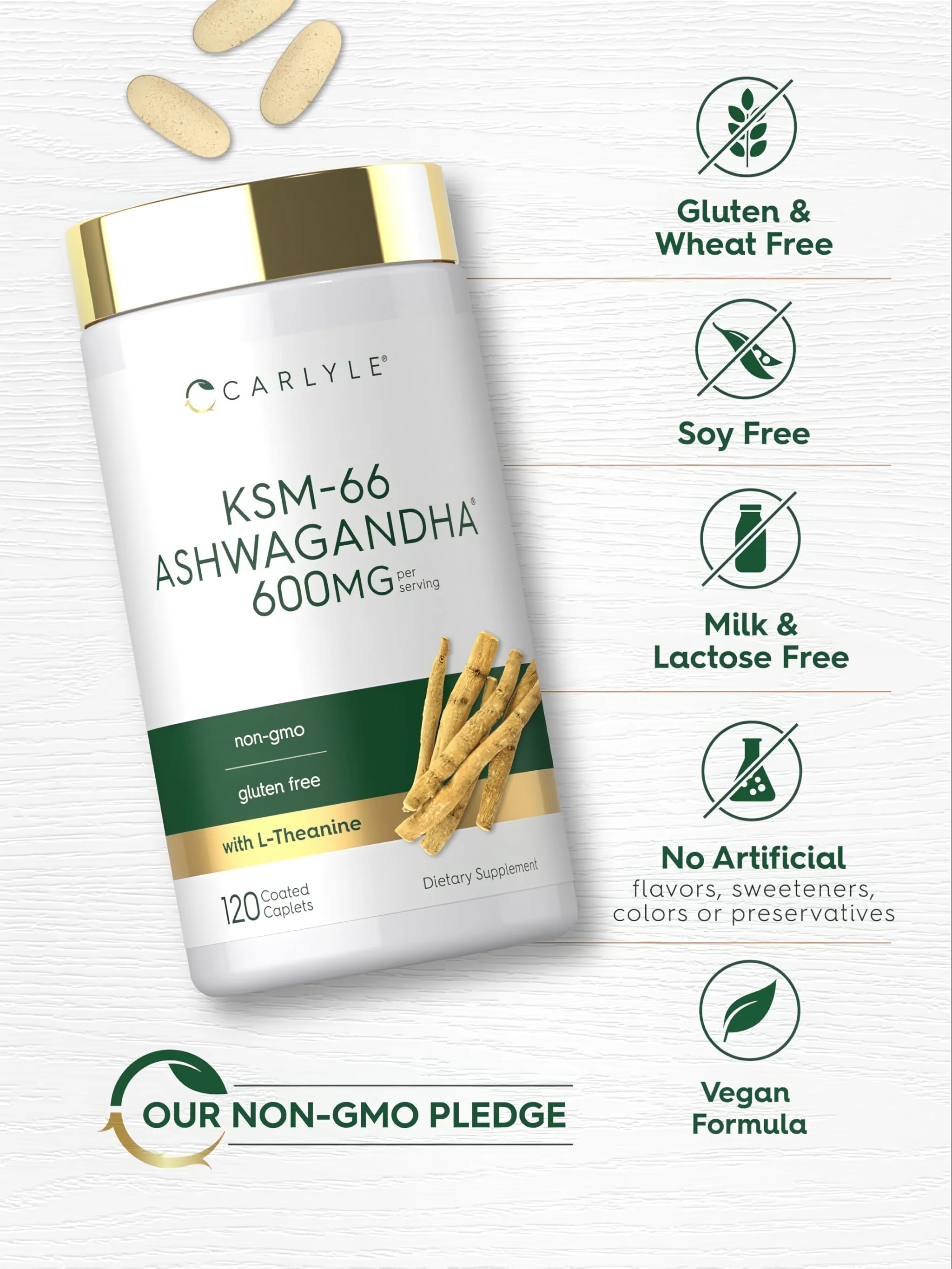 KSM-66 Ashwagandha Root Extract 600mg per serving | 120 Caplets - Image 5
