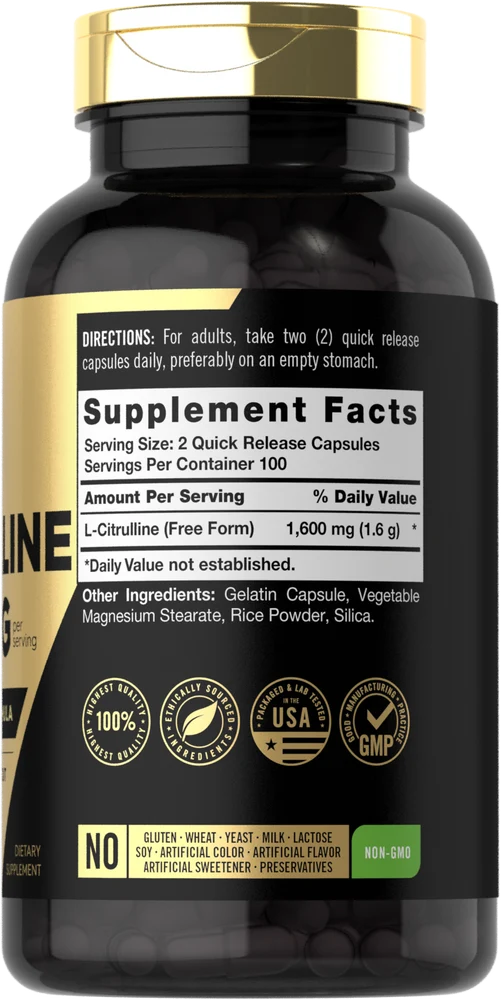 L-Citrulline 1600mg per serving | 200 Capsules - Image 2