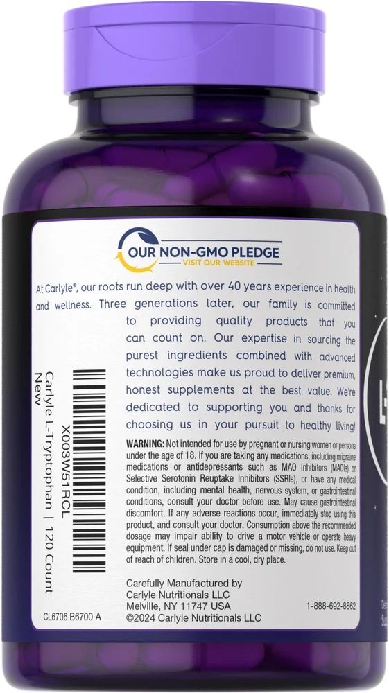 L-Tryptophan 500mg | 120 Capsules - Image 3