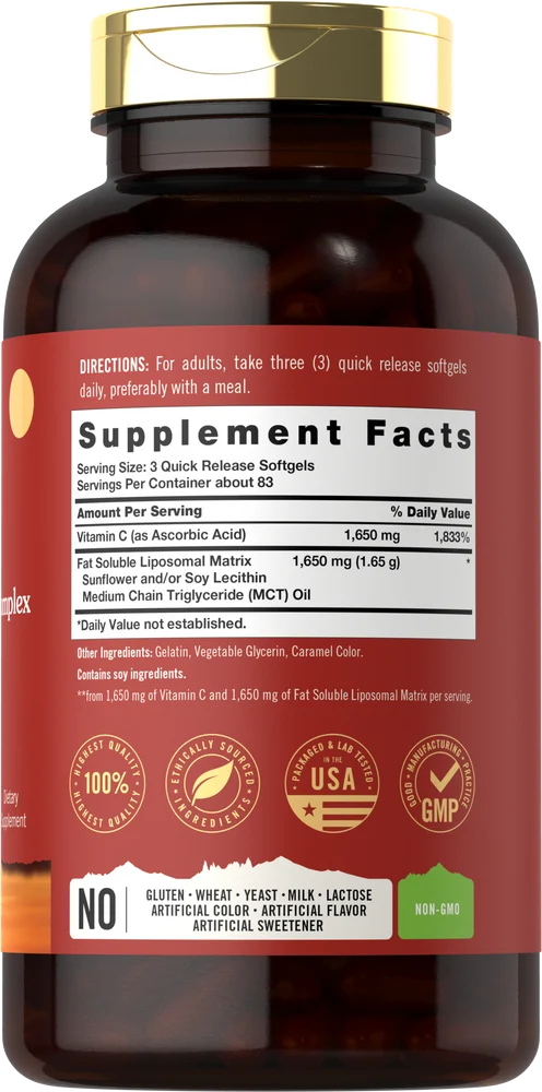Liposomal Vitamin C Complex 3300mg | 250 Softgels - Image 2