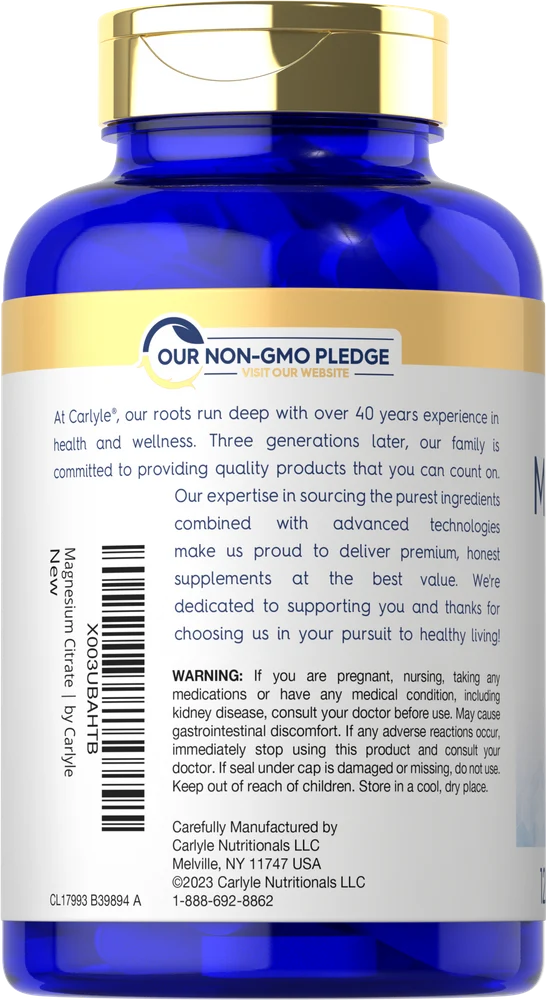 Magnesium Citrate 1800mg per serving | 120 Caplets - Image 3