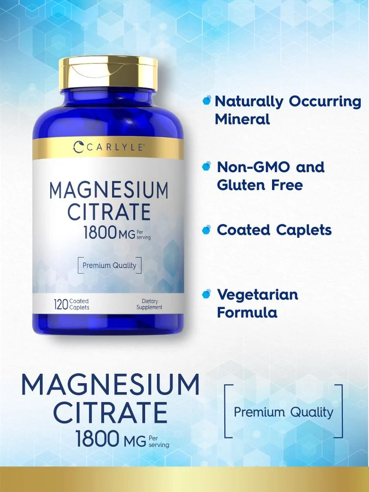 Magnesium Citrate 1800mg per serving | 120 Caplets - Image 4