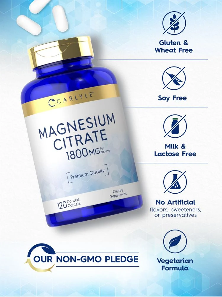 Magnesium Citrate 1800mg per serving | 120 Caplets - Image 5