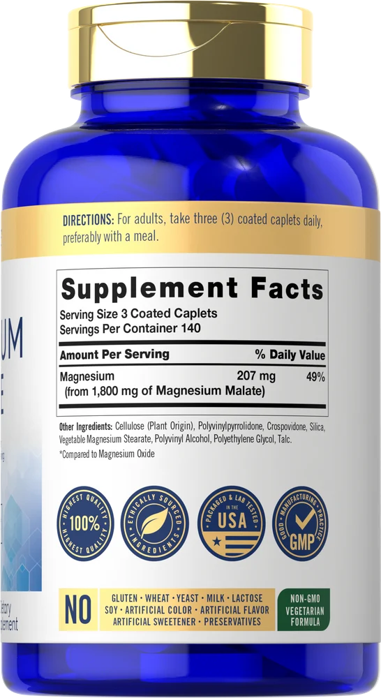 Magnesium Malate 1800mg per serving | 420 Caplets - Image 2