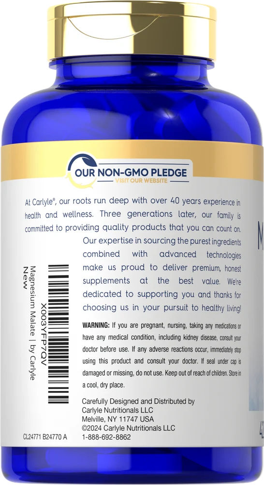 Magnesium Malate 1800mg per serving | 420 Caplets - Image 3