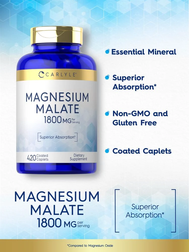 Magnesium Malate 1800mg per serving | 420 Caplets - Image 4
