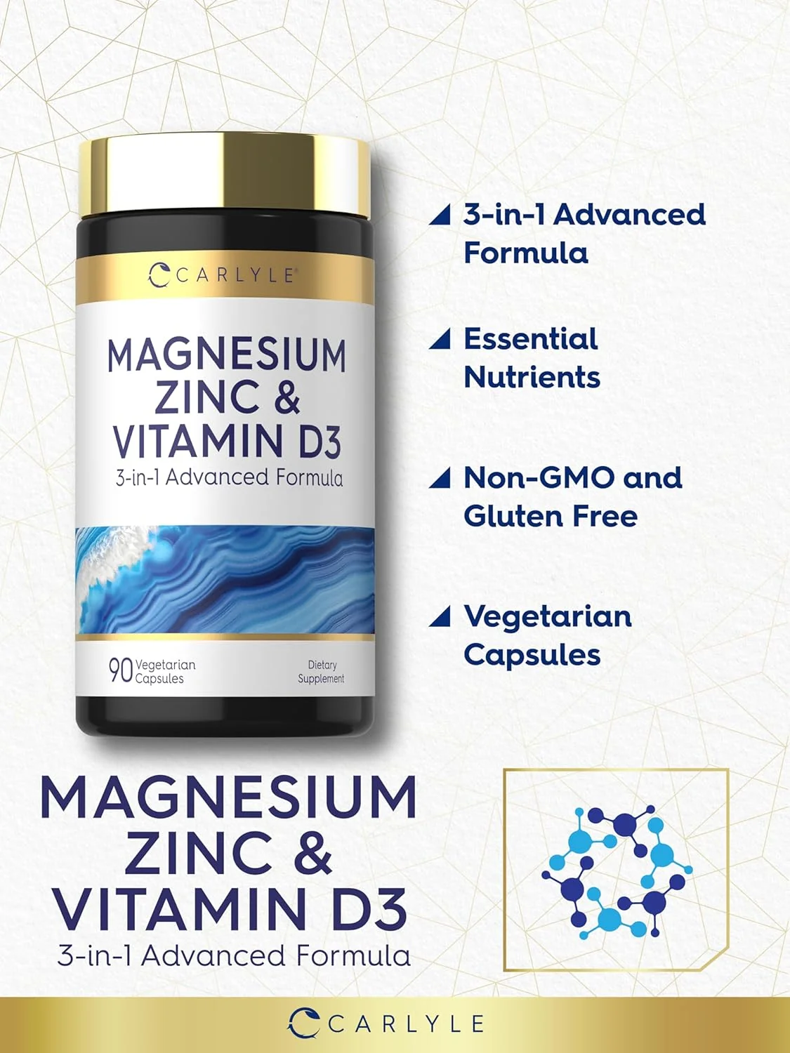 Magnesium Zinc and Vitamin D-3 | 90 Capsules - Image 4