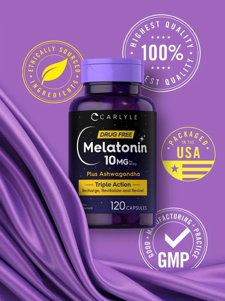 Melatonin 10mg per serving with Ashwagandha | 120 Capsules - Image 4