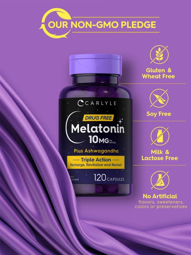 Melatonin 10mg per serving with Ashwagandha | 120 Capsules - Image 5