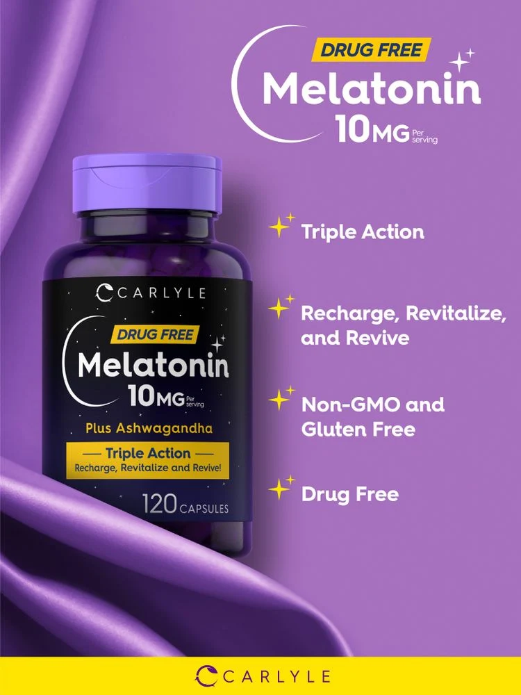 Melatonin 10mg per serving with Ashwagandha | 120 Capsules - Image 6