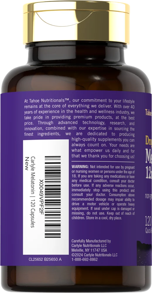 Melatonin 12mg | 120 Capsules - Image 3