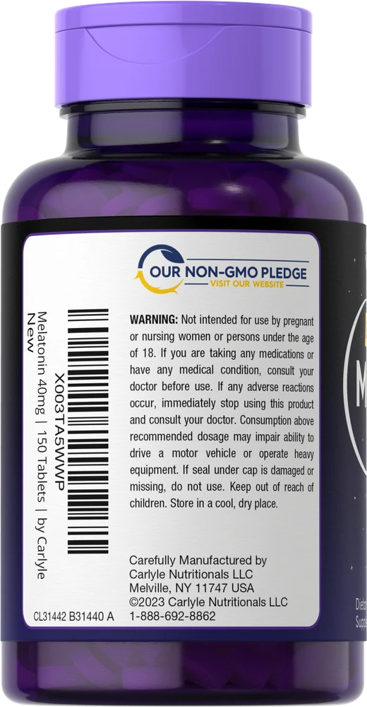 Melatonin 40mg | 150 Tablets - Image 3
