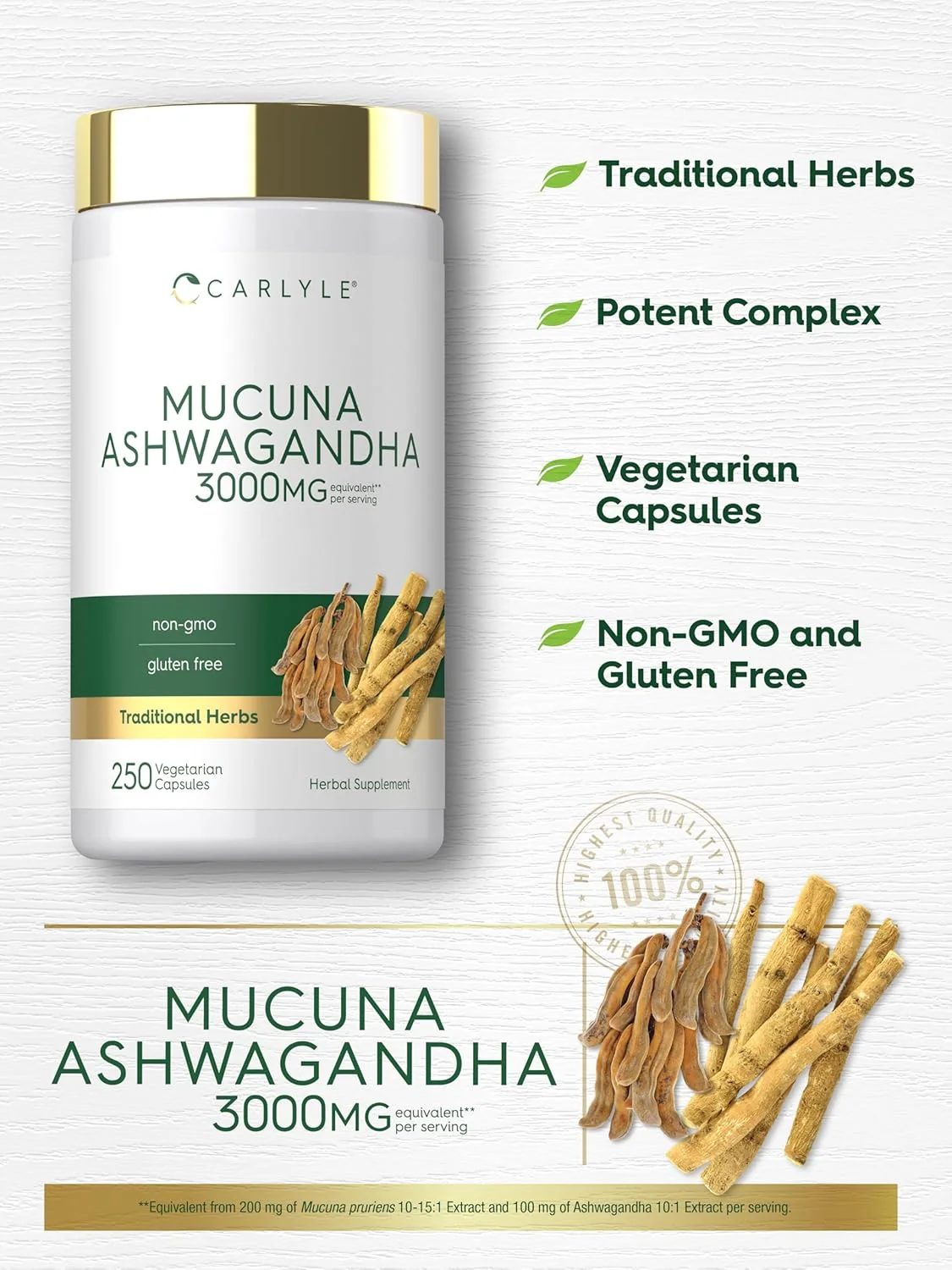 Mucuna with Ashwagandha | 250 Capsules - Image 4