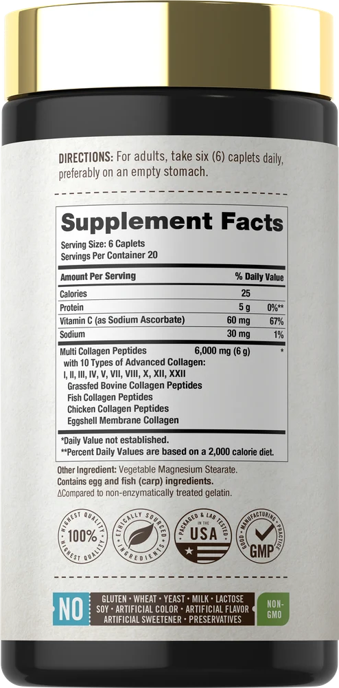 Multi Collagen Peptides 6000mg | 120 Caplets - Image 2