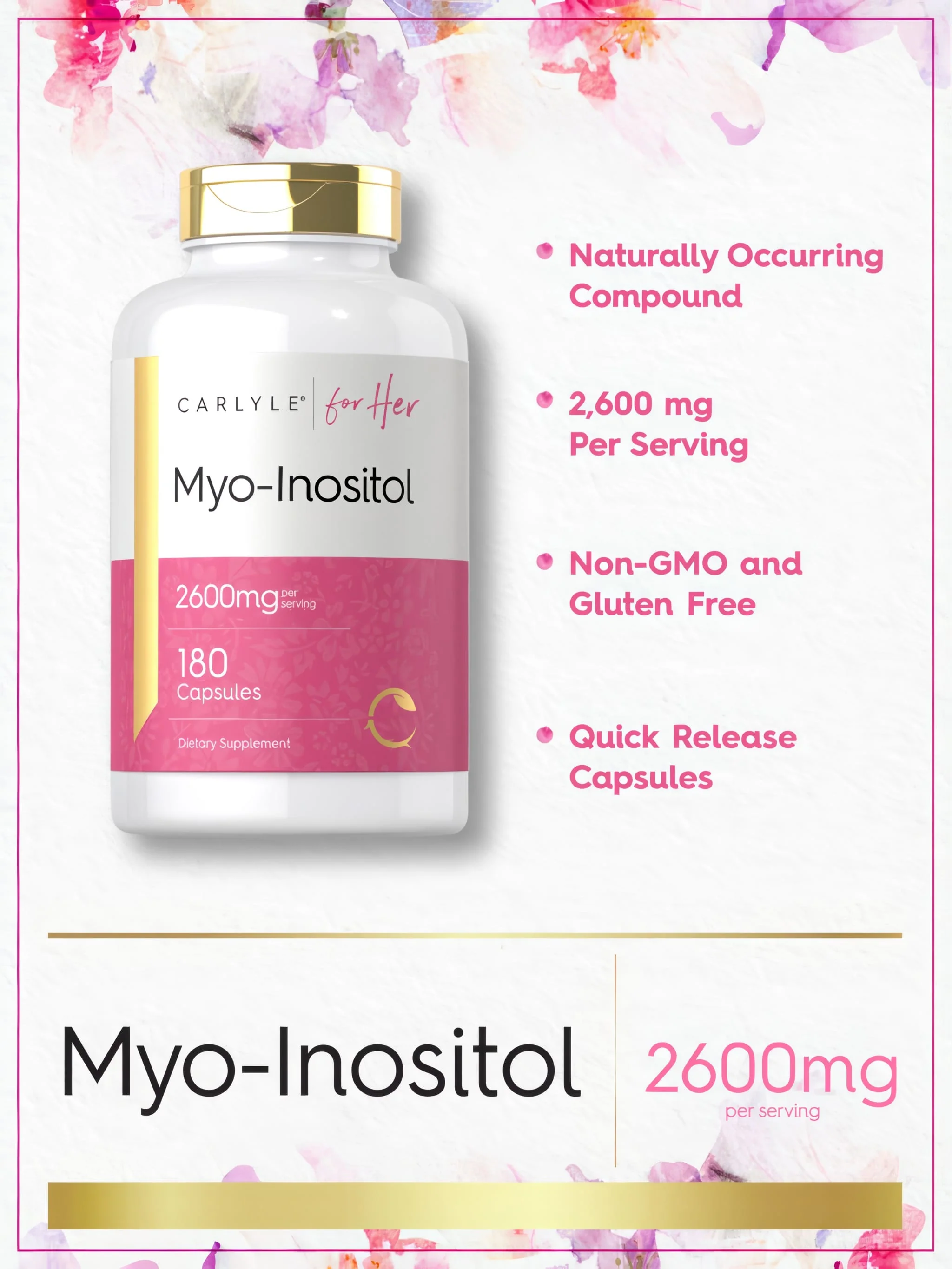 Myo-Inositol 2600mg per serving | 180 Capsules - Image 4