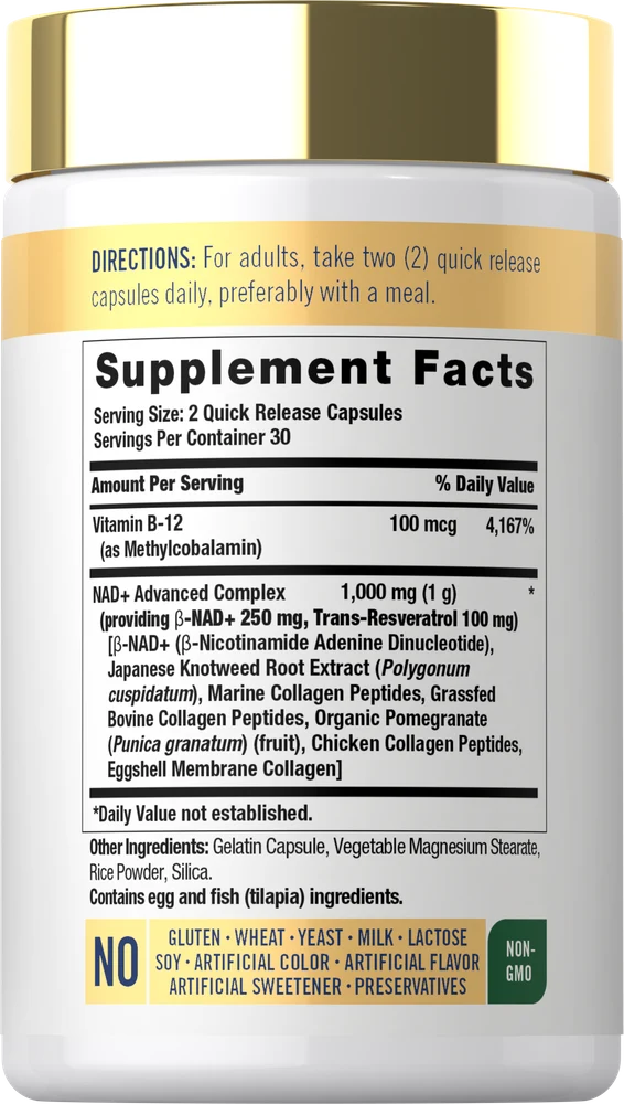 NAD+ Supplement 1000 mg | 60 Capsules - Image 2