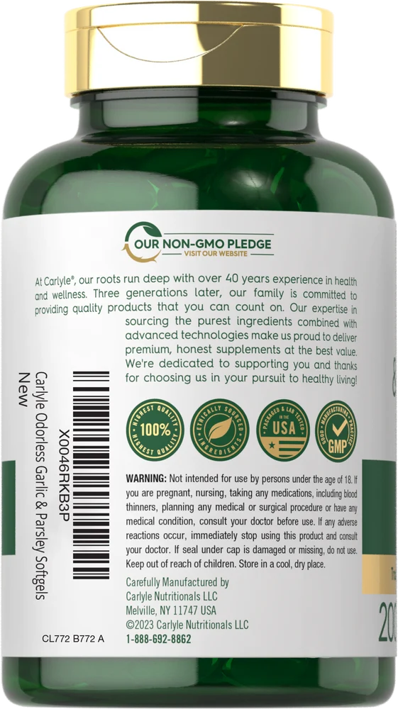 Odorless Garlic & Parsley | 200 Softgels - Image 3
