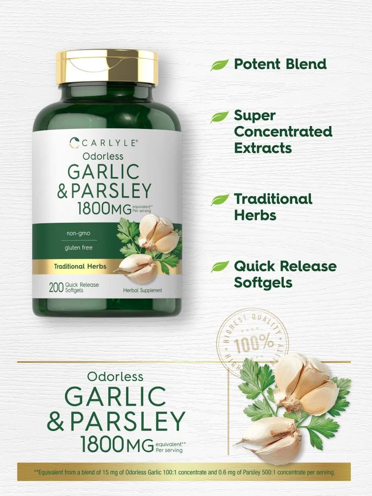 Odorless Garlic & Parsley | 200 Softgels - Image 4