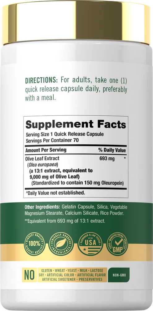 Olive Leaf Extract Capsules | 70 Count - Image 2
