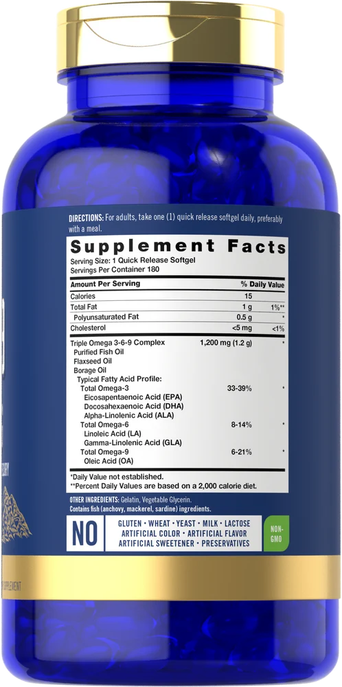 Omega 3-6-9 1200mg | 180 Softgels - Image 2
