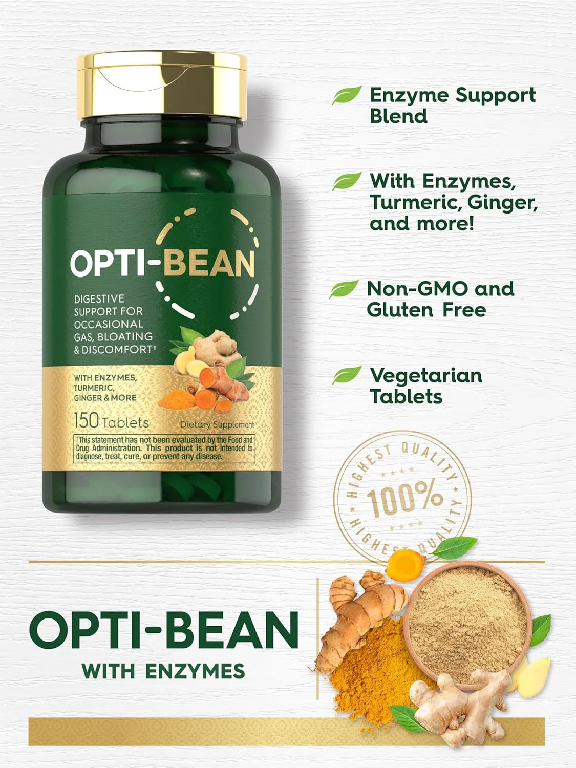 Opti-Bean Digestive Enzymes | 150 Tablets - Image 4