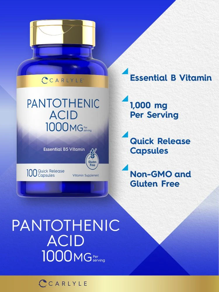 Pantothenic Acid 1000mg per serving | 100 Capsules - Image 3