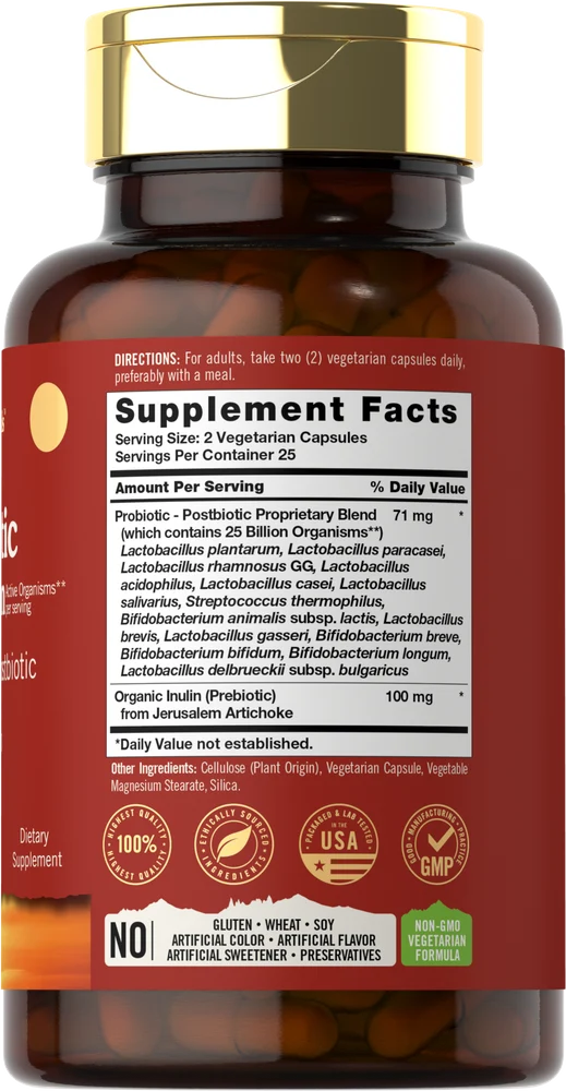 Prebiotic, Probiotic & Postbiotic 25 Billion CFU per serving | 50 Capsules - Image 2