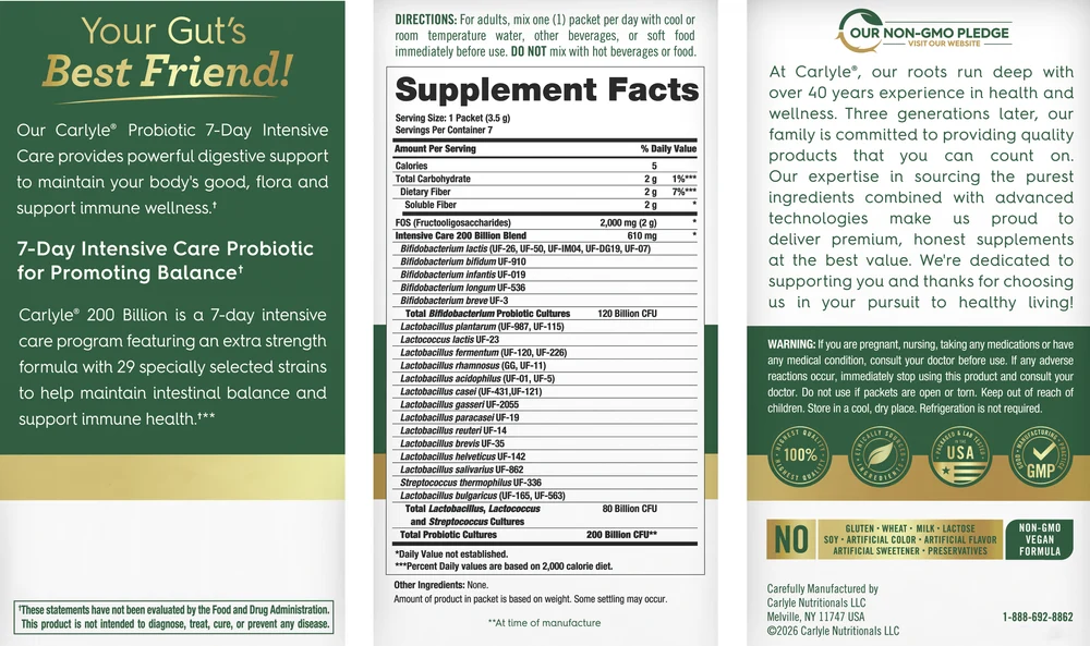 Probiotic for Men and Women | 200 Billion CFU | 7 Packets (3.5 g each) - Image 2