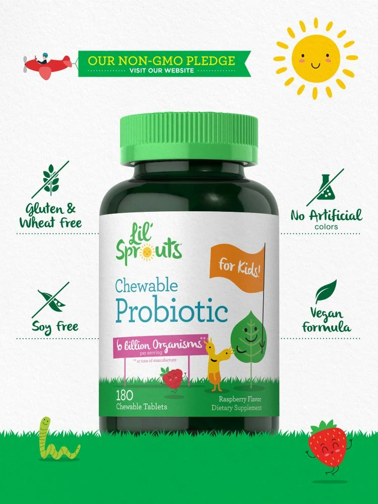 Probiotics for Kids | Raspberry Flavor | 180 Chewable Tablets - Image 5