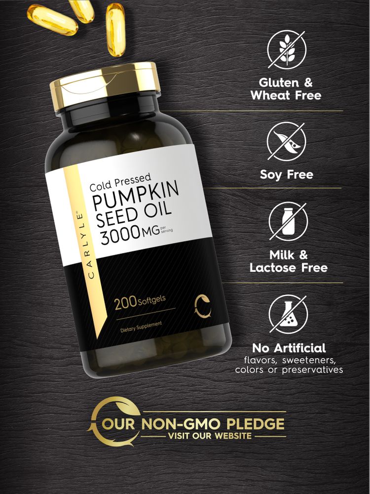 Pumpkin Seed Oil Cold Pressed 3000mg per serving | 200 Softgels - Image 4