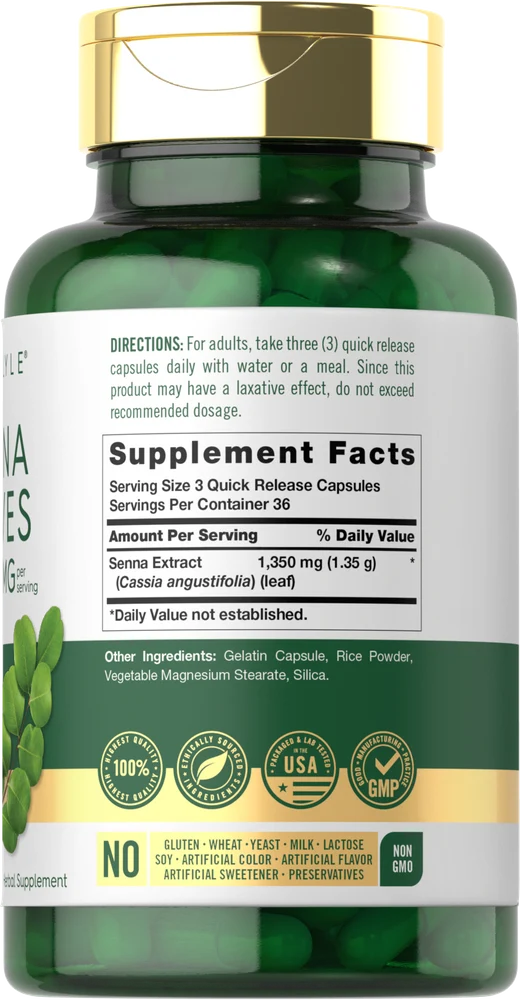 Senna Leaves Supplement | 1350 mg - Image 2