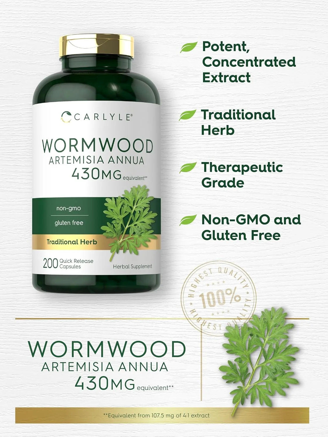 Sweet Wormwood Supplement | 200 Capsules - Image 4