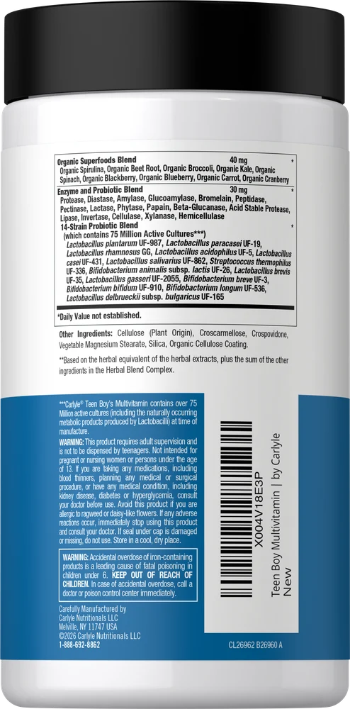 Teen Multivitamin for Boys | 60 Caplets - Image 3