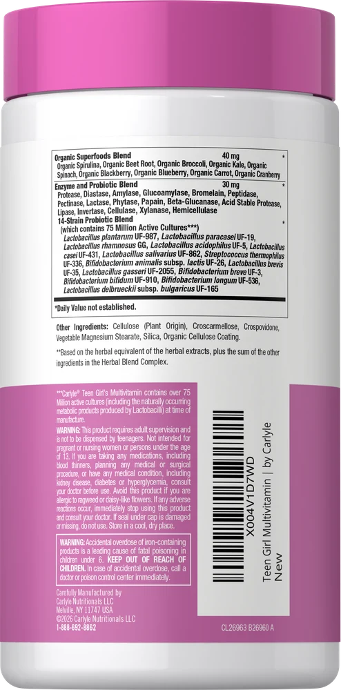 Teen Multivitamin for Girls | 60 Caplets - Image 3
