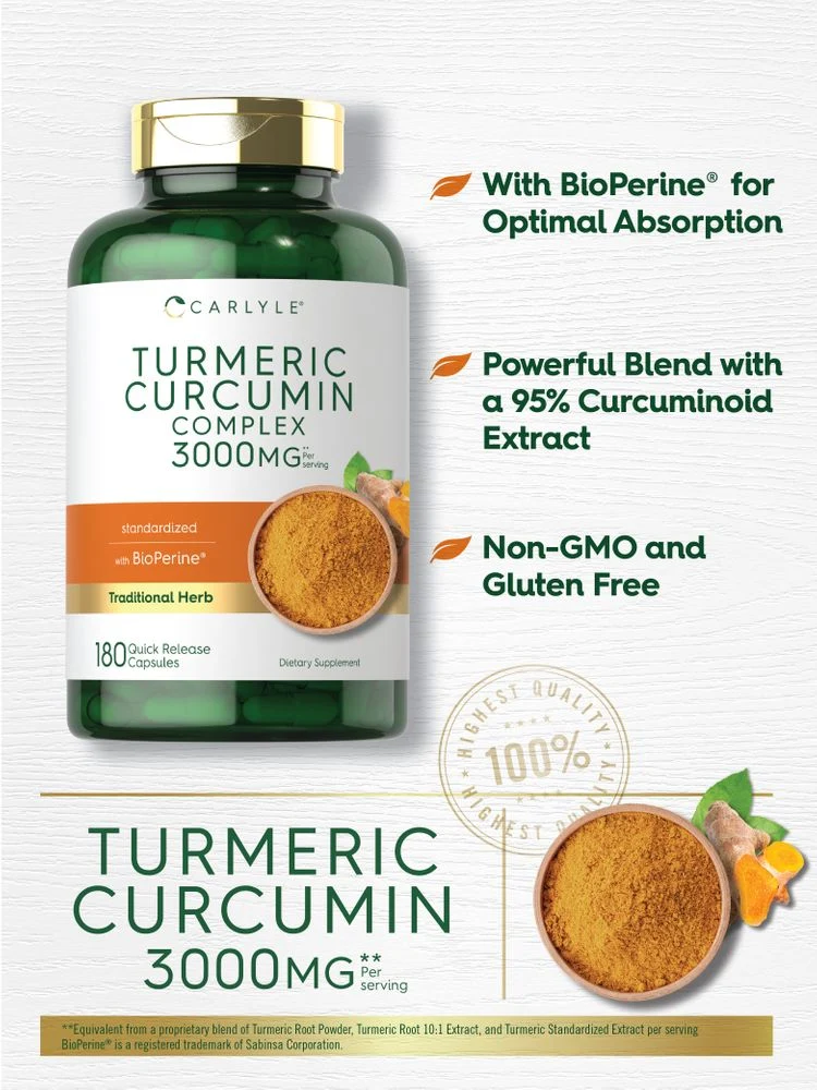 Turmeric Curcumin Complex | 180 Capsules - Image 3