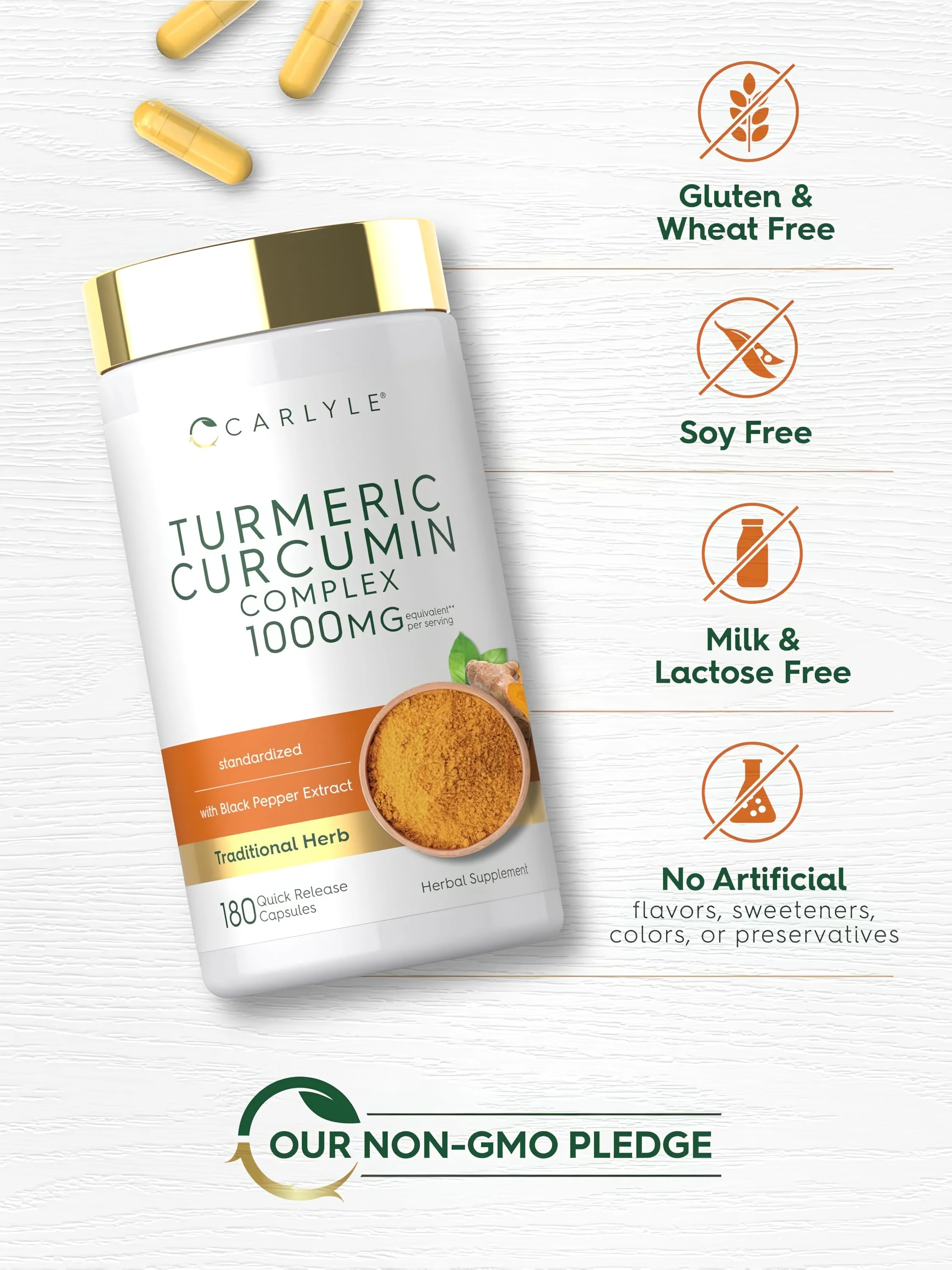 Turmeric Curcumin with Black Pepper | 180 Capsules - Image 5