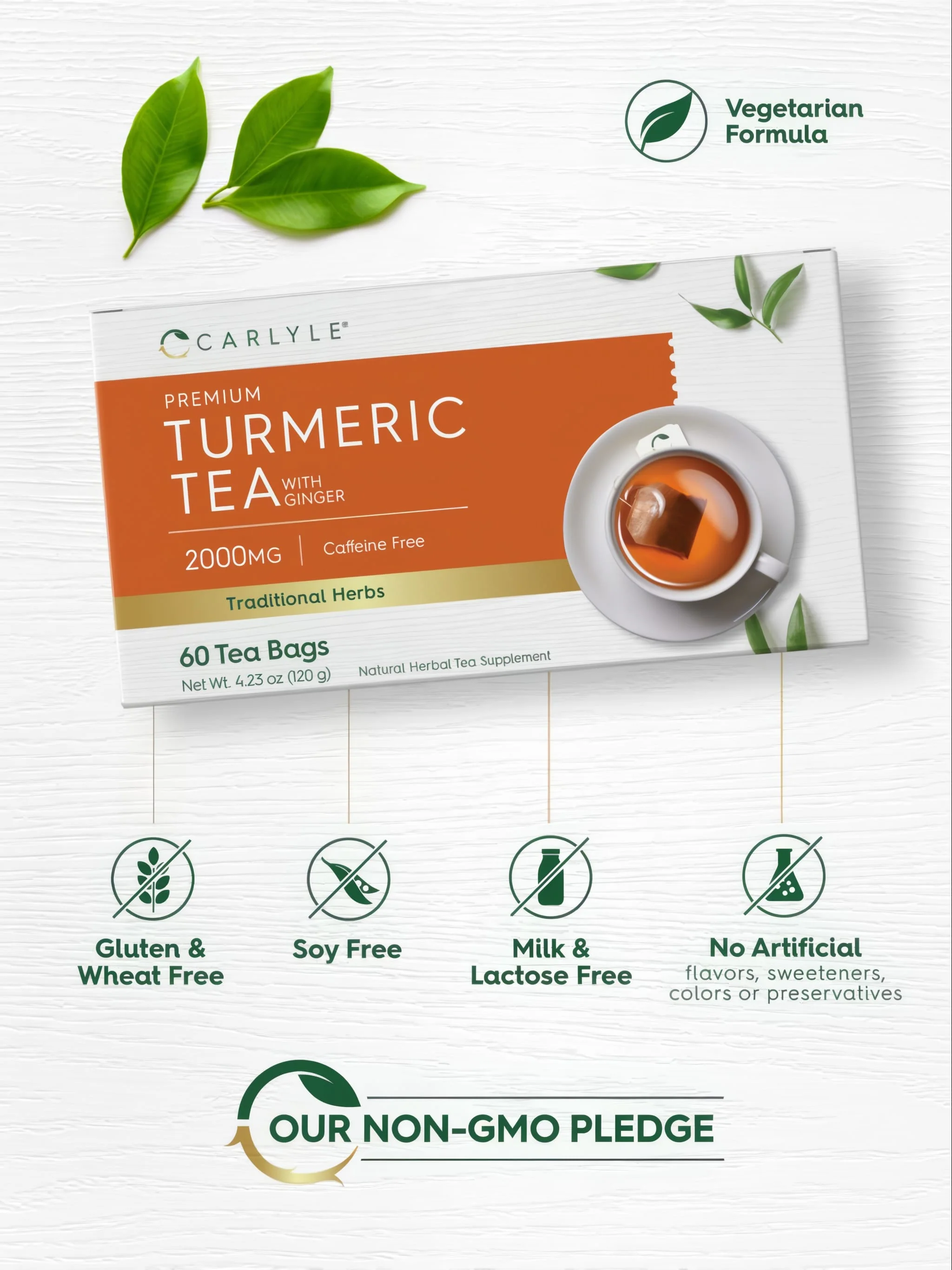Turmeric Tea Bags with Ginger | 60 Tea Bags - Image 4