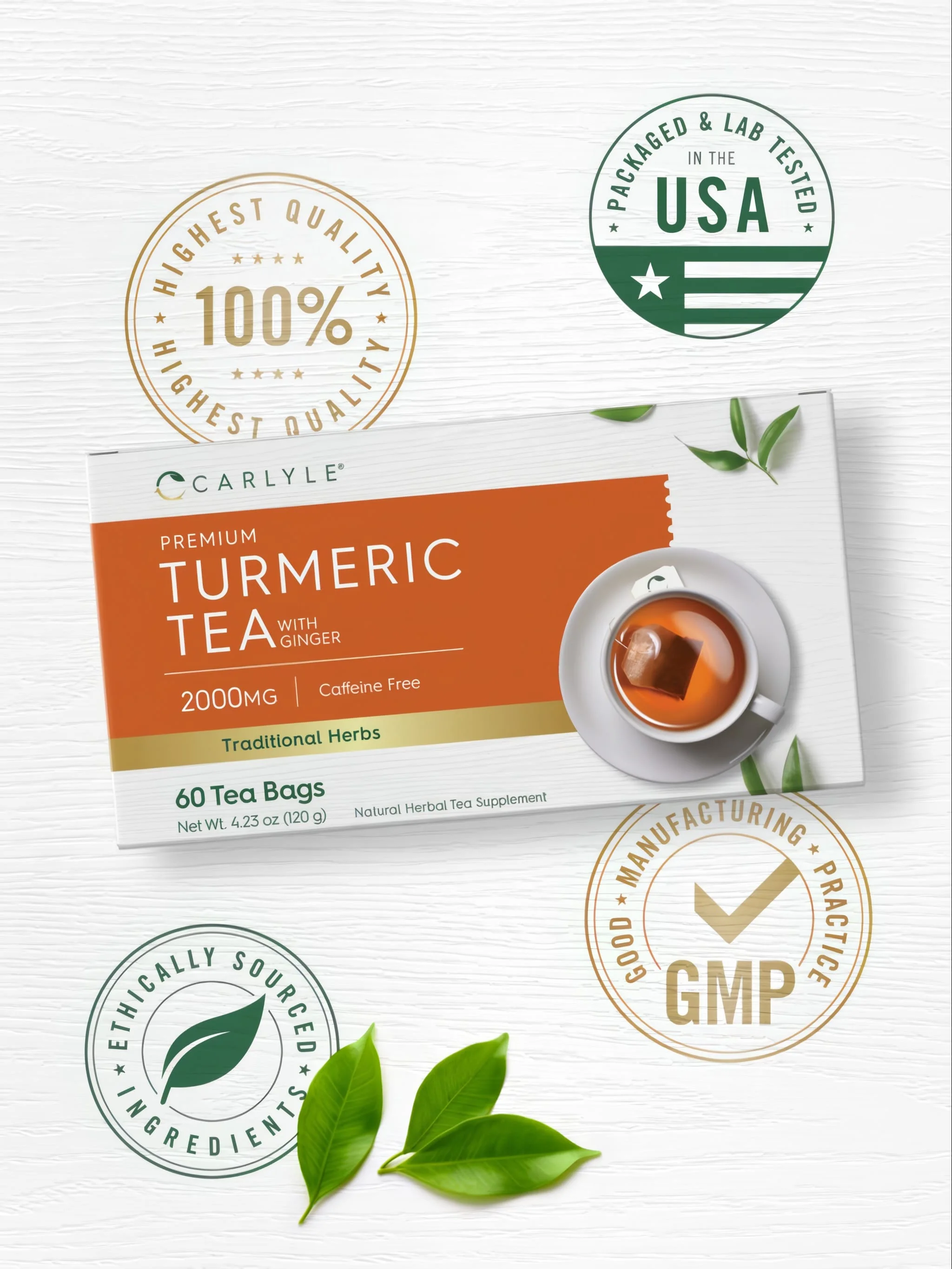 Turmeric Tea Bags with Ginger | 60 Tea Bags - Image 5