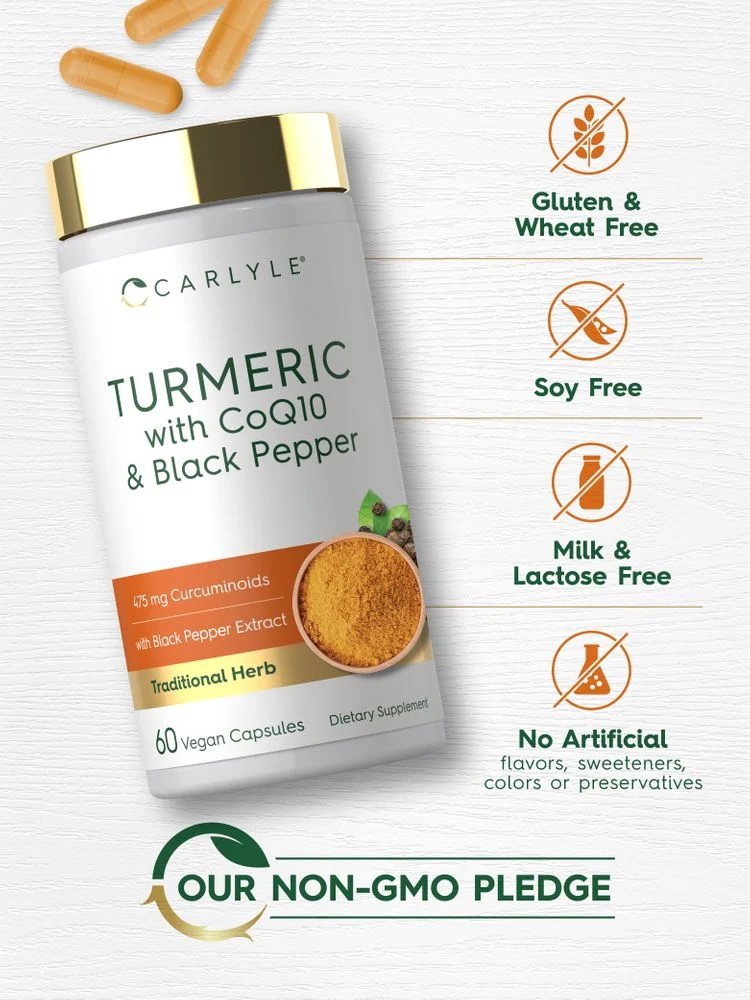 Turmeric with CoQ10 and Black Pepper Extract | 60 Capsules - Image 5