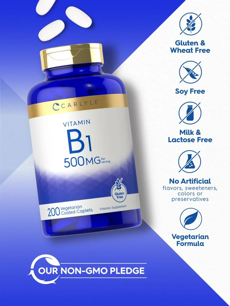 Vitamin B-1 500mg per serving | 200 Caplets - Image 4