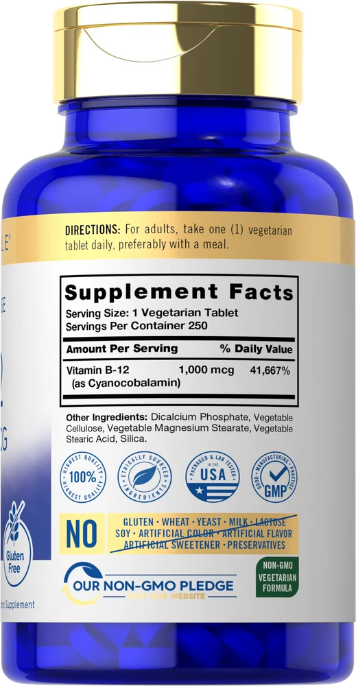 Vitamin B-12 1000mcg | 250 Tablets - Image 2