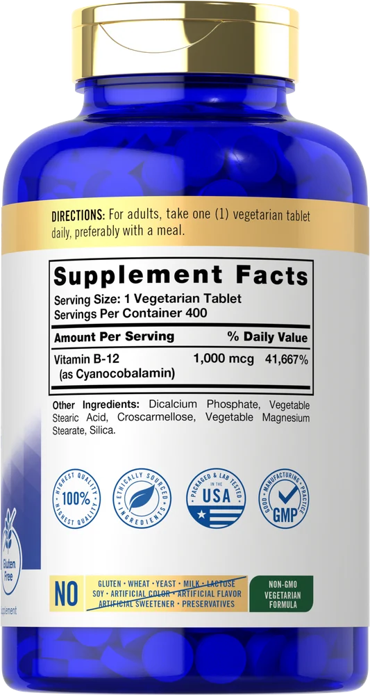 Vitamin B-12 1000mcg | 400 Tablets - Image 2